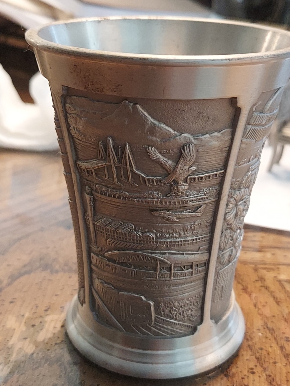 Decorative Pewter-Style Etched Cup - Silver Finish